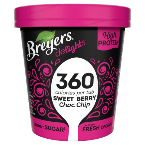 Breyers Delights Sweet Berry Choc Chip proteinová zmrzlina v kelímku 500ml