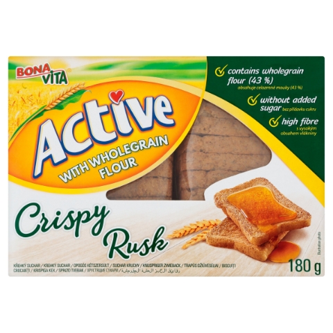 Bona Vita Active Suchary s celozrnnou a žitnou mouku a pšeničnou moukou 180g