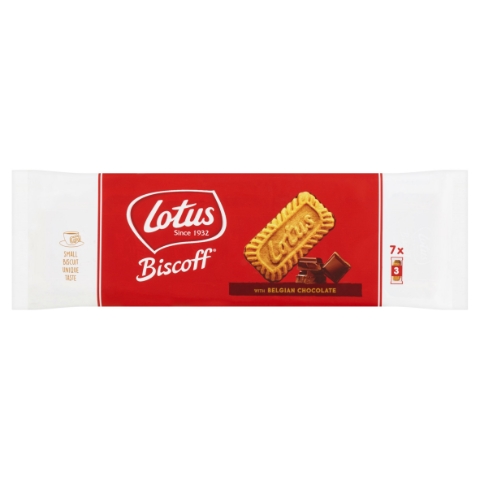 Lotus Biscoff Originální karamelizované sušenky polomáčené v mléčné čokoládě 7 x 22g