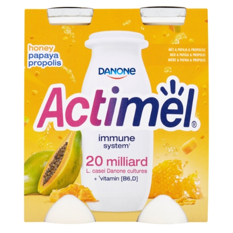 Danone Actimel Jogurtové mléko med & papája & propolis 4 x 100g