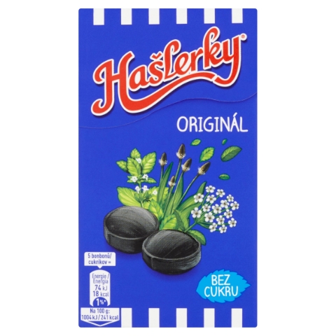 Hašlerky Originál bonbóny s příchutí bylin a mentolu v krabičce 35g