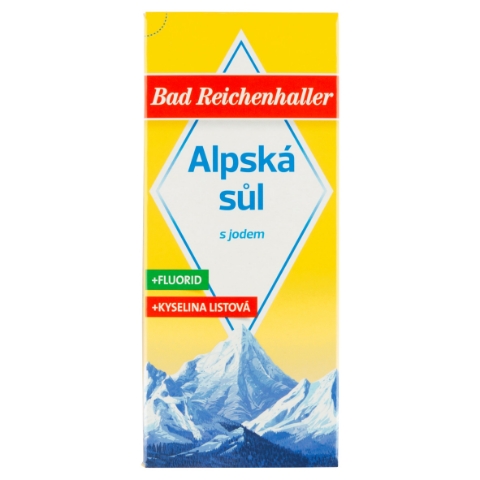 Bad Reichenhaller Alpská sůl s jodem + fluorid + kyselina listová 500g