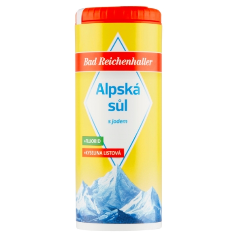Bad Reichenhaller Alpská sůl s jodem + fluorid + kyselina listová 125g