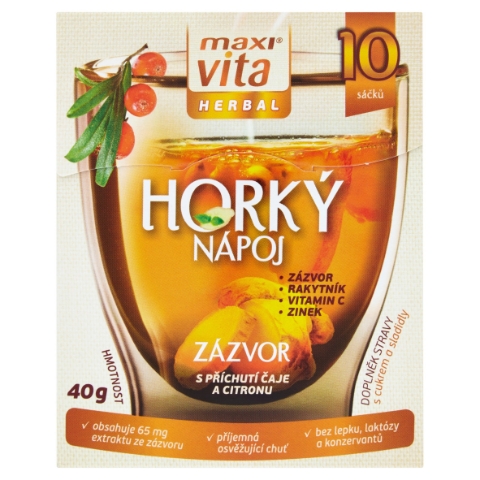 Maxi Vita Herbal Horký nápoj zázvor s příchutí čaje a citronu 10 sáčků 40g