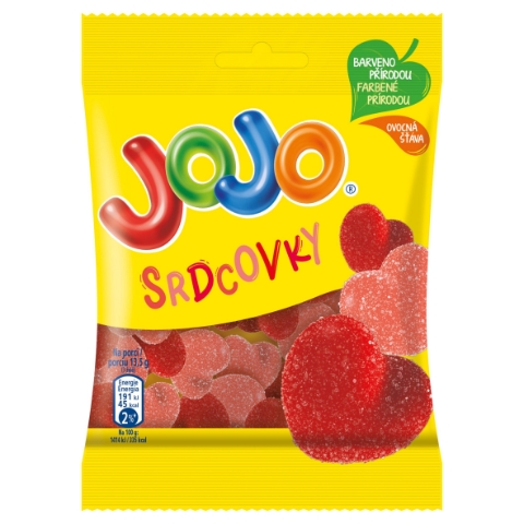 JOJO Srdcovky želé bonbóny s příchutí višně a jahody 80g