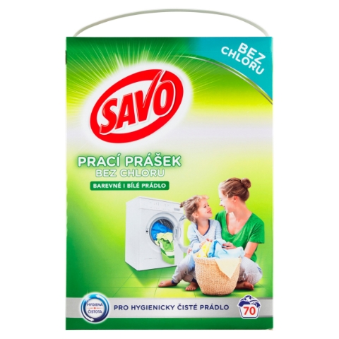 Savo Bez chlóru Universal prací prášek na barevné a bílé prádlo 70 praní