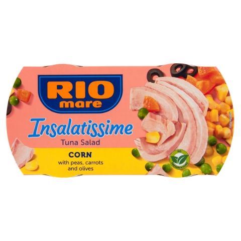 Rio Mare Insalatissime Salát s tuňákem kukuřicí s hráškem, mrkví a olivami 2 x 160g