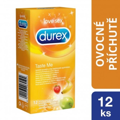 Durex Taste Me 12 ks, barevné kondomy s ovocnou příchutí