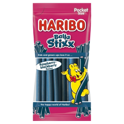 Haribo Balla Stixx Raspberry Blackberry želé pendreky s příchutí maliny a ostružiny 80g