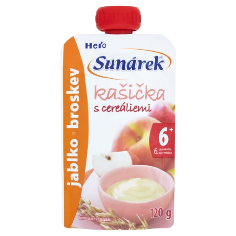 Sunárek Kašička s cereáliemi jablky a broskvemi 120g