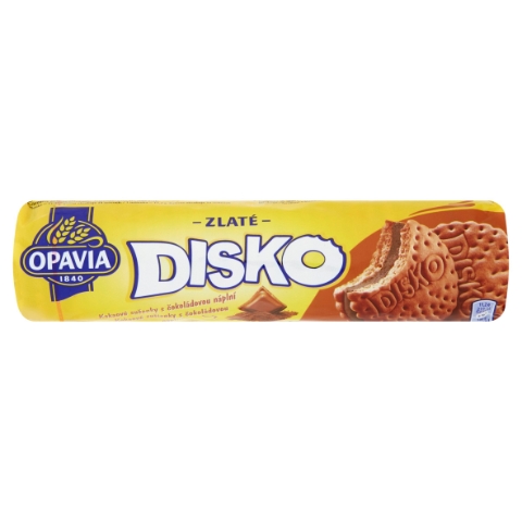 Opavia Zlaté Disco kakaové sušenky s čokoládovou náplní 157g