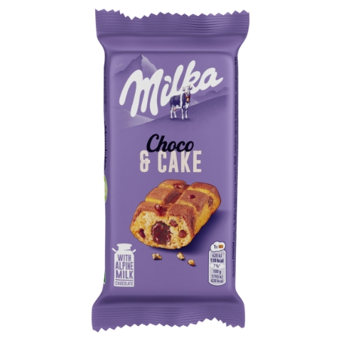 Milka Choco & Cake jemné pečivo s kousky mléčné čokolády z alpského mléka 35g