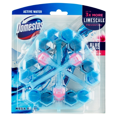 Domestos Power 5+ Active Blue Water Pink Magnolia tuhý WC blok 3 x 53g