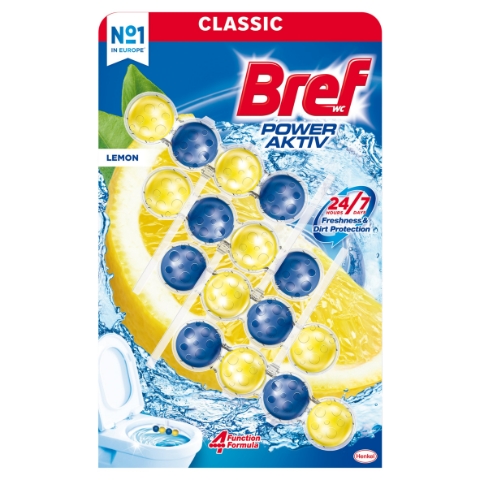 Bref Power Aktiv Lemon tuhý WC blok 4 x 50g