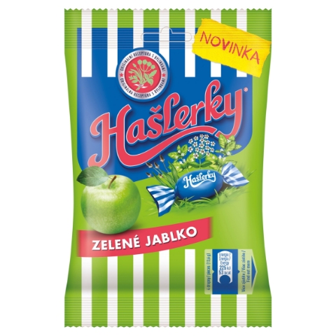 Hašlerky Zelené Jablko, bonbóny s příchutí bylin, mentolu a jablek 90g