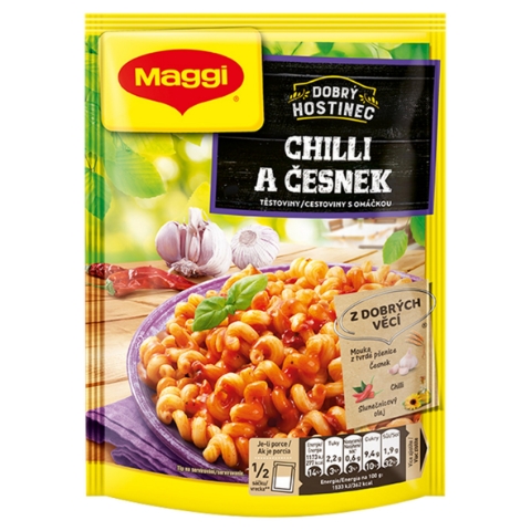MAGGI Dobrý Hostinec Chilli a česnek těstoviny s omáčkou sáček 153g