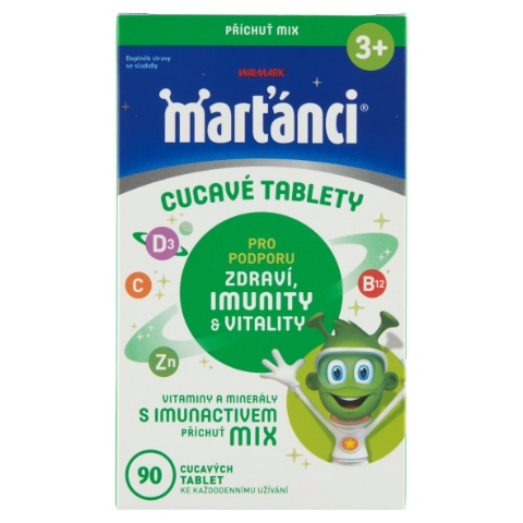 Walmark Marťánci Cucavé tablety s imunactivem příchuť mix 90 ks 101,7g