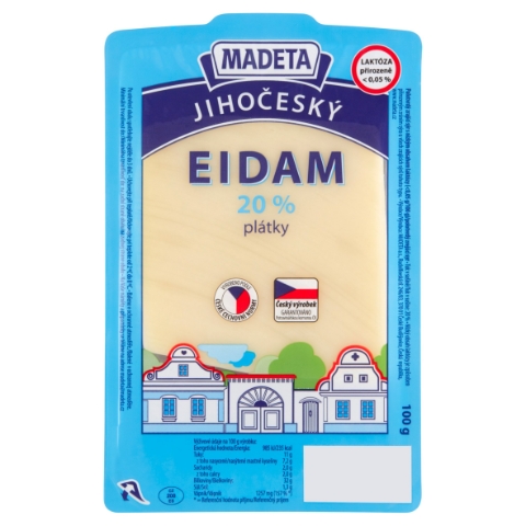 Madeta Jihočeský eidam 20 % plátky 100g