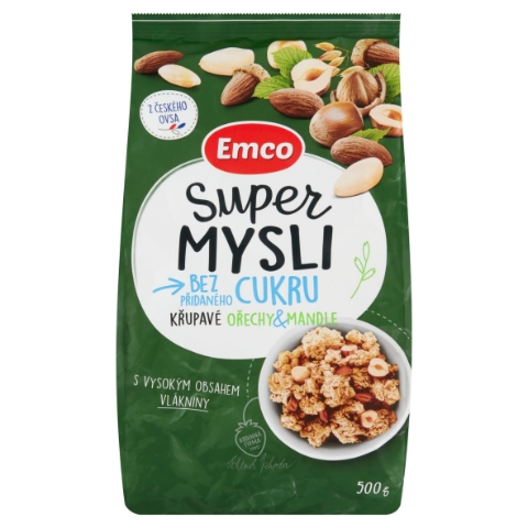 Emco Super Mysli Bez přidaného cukru křupavé ořechy & mandle 500g