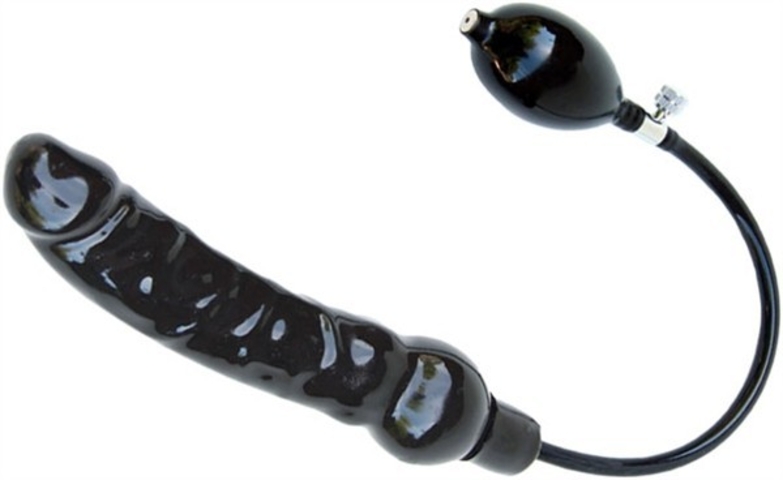 Mister B Inflatable Dildo L, černé latexové nafukovací dildo 23 x 4 cm