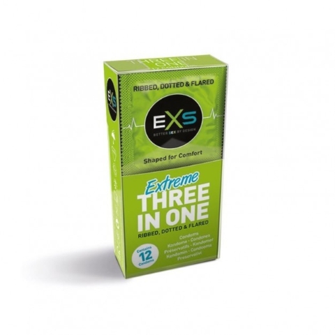 EXS Ribbed & Dotted Condoms 12 ks, kondomy s vroubky a výstupky