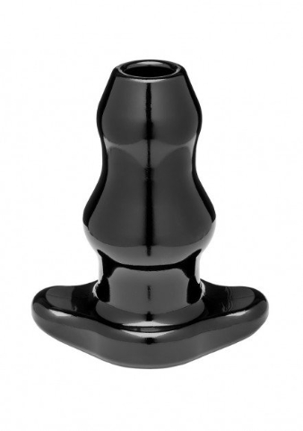 Anální tunel Perfect Fit Double Tunnel Plug M černý, dvojitý anální kolík s otvorem 11,8 x 5,5 cm