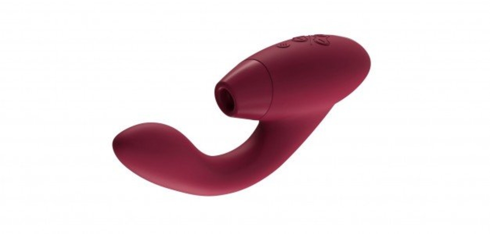 Luxusní vibrátor s podtlakovou stimulací Womanizer Duo Bordeaux, vibrátor na bod G se stimulátorem klitorisu