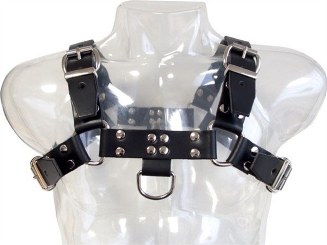Kožený postroj Mister B Chest Harness Saddle Leather černý S, pánský kožený harness