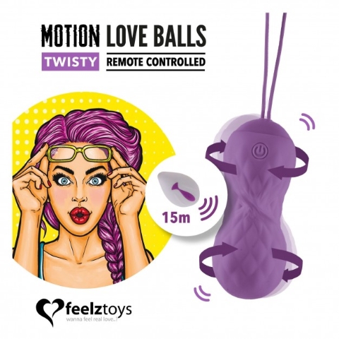 FeelzToys Twisty Remote Controlled Motion Love Balls, silikonové vaginální kuličky s dálkovým ovládáním