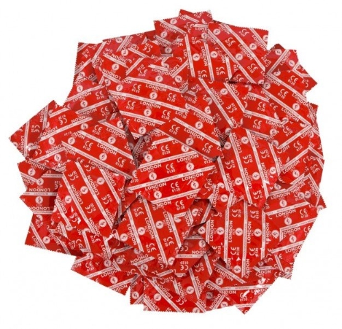 Durex London Red 100 Pack, latexové kondomy s jahodovým aroma