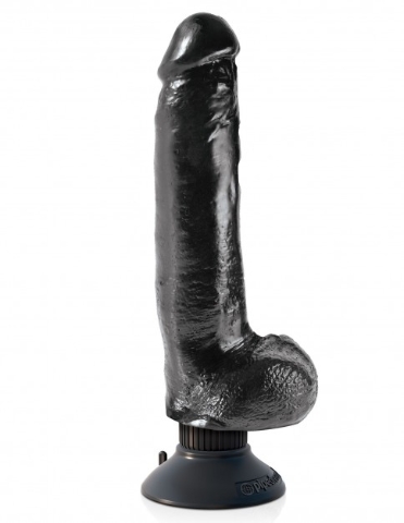 Pipedream King Cock 9 Vibrating Cock with Balls Black, realistick  vibrtor s psavkou 26 x 4,2 cm - TryIn