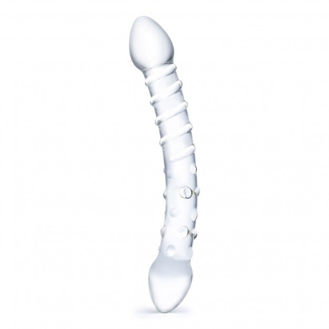 Gläs Double Trouble Glass Dildo, oboustranné skleněné dildo 24 x 2,5–3,4 cm