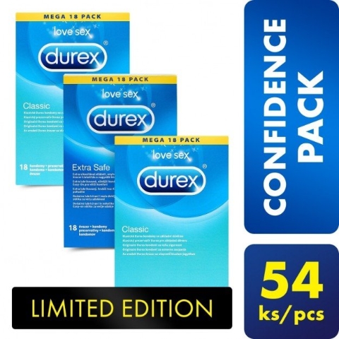 Durex Confidence Pack, sada latexových kondomů
