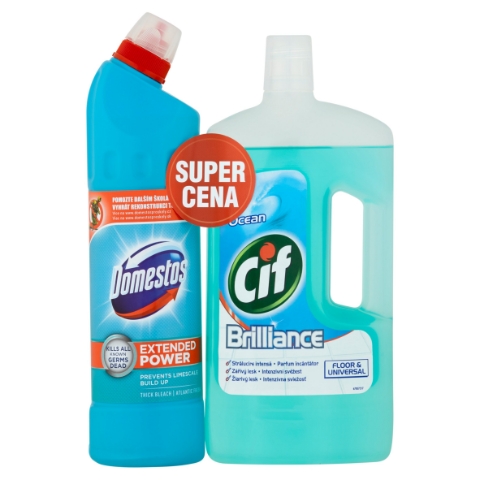 Cif Brilliance Ocean 1l + Domestos Extended Power Atlantic Fresh 750ml
