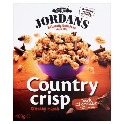 Jordans Country Crisp obilné lupínky se strouhanou hořkou čokoládou 400g