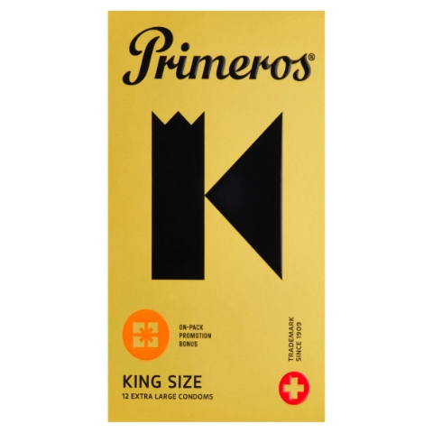 Primeros King Size extra velké kondomy cylindrického tvaru se svěží vůní, 12 ks