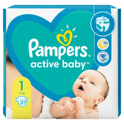 Pampers Active Baby Plenky Velikost 1 X27, 2kg-5kg