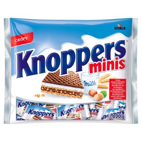 Knoppers minis oplatky plněné mléčným a nugátovým krémem 200g