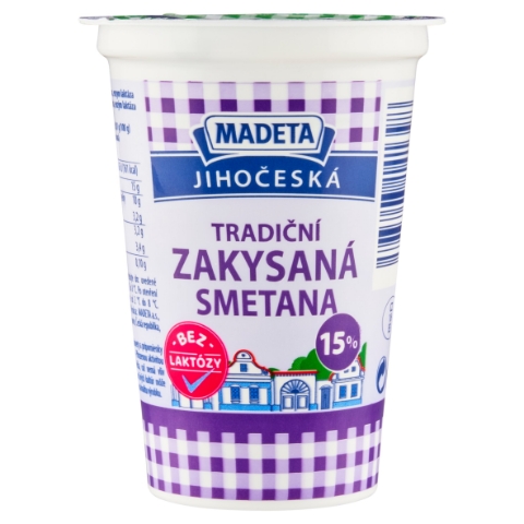 Madeta Jihočeská tradiční zakysaná smetana bez laktózy 15% 180g