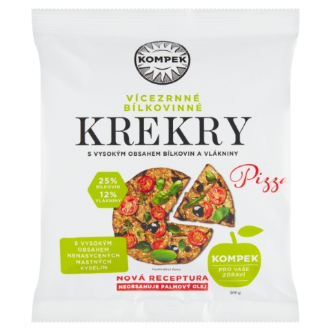 Kompek Vícezrnné bílkovinné krekry pizza 160g