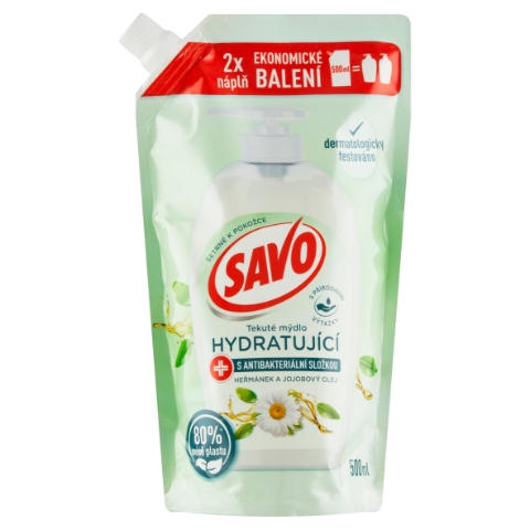Savo tekuté mýdlo s antibakteriální složkou Heřmánek & Jojobový olej náhradní náplň 500ml