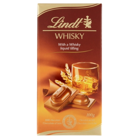 Lindt Whisky mléčná čokoláda s tekutou whisky náplní 100g