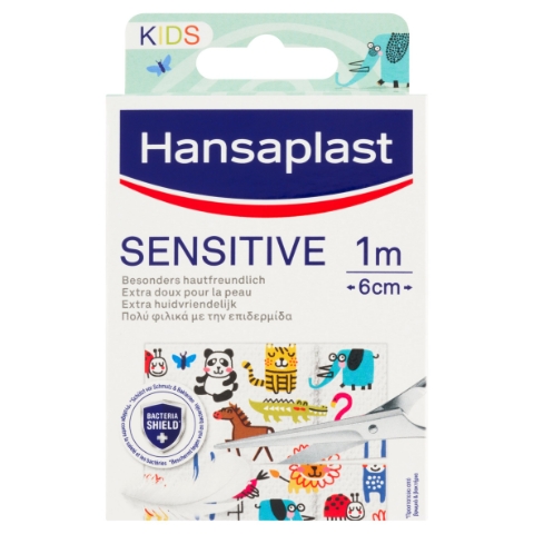 Hansaplast Sensitive Kids náplasti pro citlivou pokožku s motivy zvířátek 1 m x 6 cm