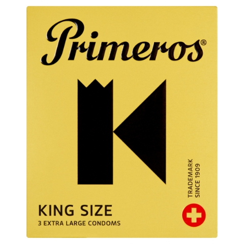 Primeros King Size extra velké kondomy cylindrického tvaru se svěží vůní, 3 ks