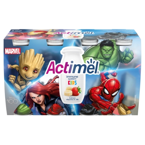 Actimel Kids jogurtový nápoj s vitamíny jahodovo-banánový 8 x 100g (800g)