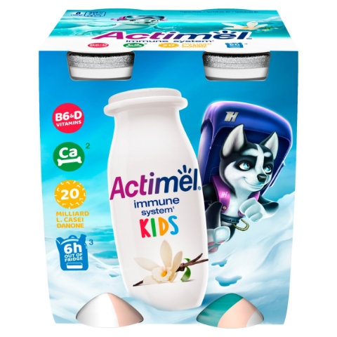 Actimel Kids probiotický jogurtový nápoj s vitamíny vanilka 4 x 100g (400g)
