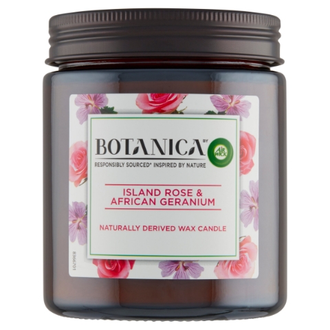 Botanica by Air Wick Svíčka exotická růže a africká pelargónie 205g