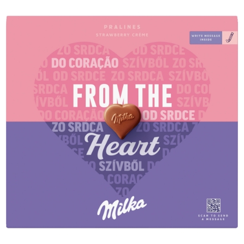 Milka I Love Milka Strawberry bonboniéra, jahodová náplň 110g