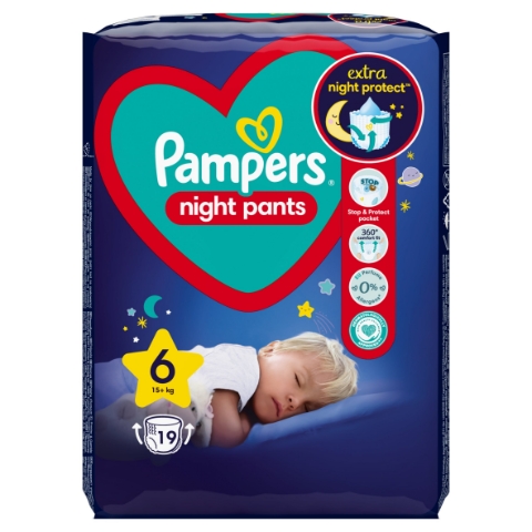 Plenkové Kalhotky Pampers Pants Night Velikost 6, 19 Kusů, 15kg+