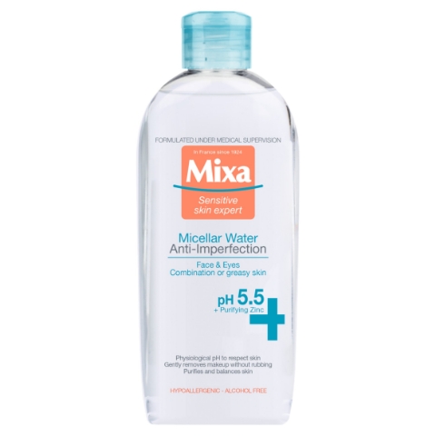 MIXA Anti-Imperfection micelární voda pro smíšenou a mastnou citlivou pleť, 400 ml